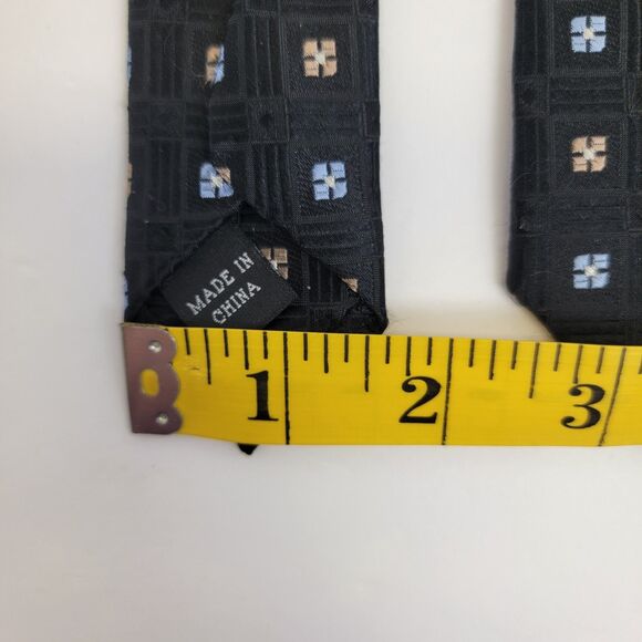 Hart Schaffner Marx Black w/Blue & Gold Embroidered Flora 100% Silk Necktie 64x4 - Picture 6 of 6